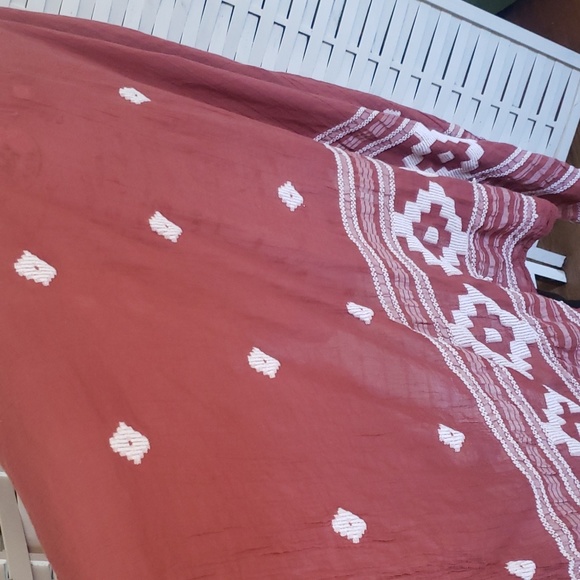 Shyanne clay and cream one size embroidery western poncho kimono cardigan - Picture 5 of 6